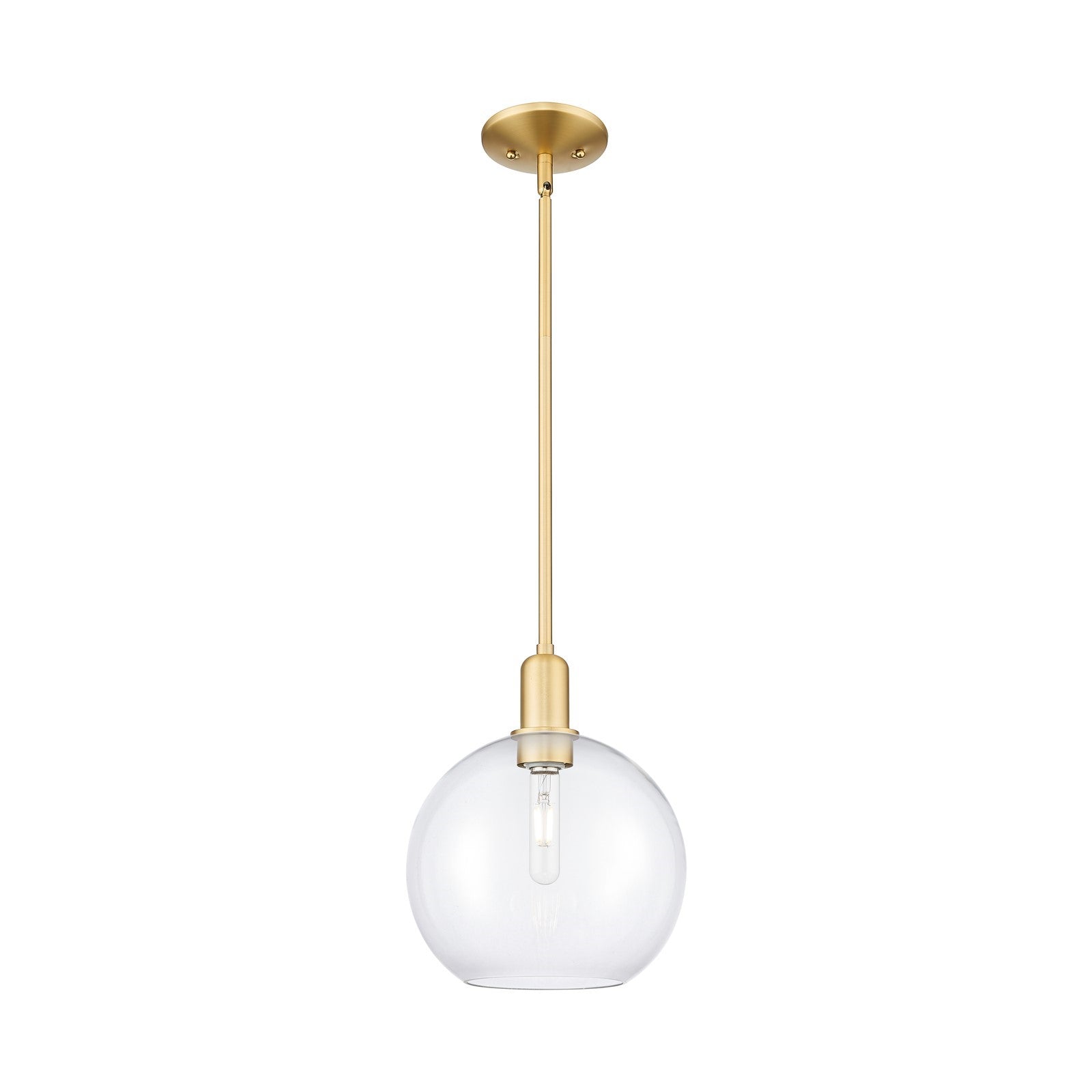 Innovations Athens 10in 1-Light Mini Pendant | Industrial Satin Gold Steel and Clear Glass | Kitchen Island & Dining Room | 10 x | Model 716-1S-SG-G122-10