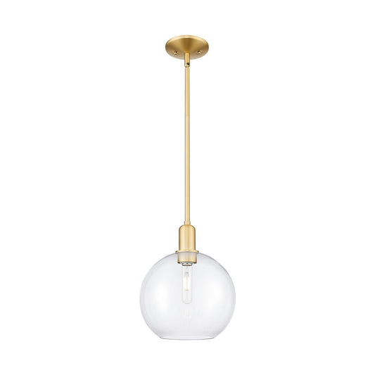 Innovations Athens 10in 1-Light Mini Pendant | Industrial Satin Gold Steel and Clear Glass | Kitchen Island & Dining Room | 10 x | Model 716-1S-SG-G122-10