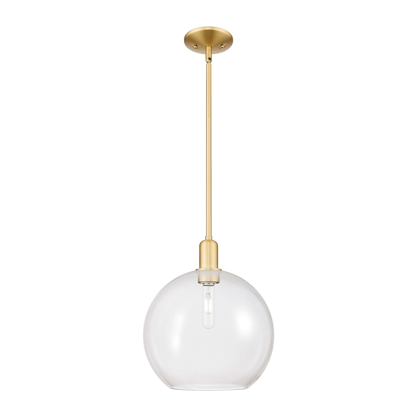 Innovations Athens 12in 1-Light Mini Pendant | Industrial Satin Gold Steel and Clear Glass | Kitchen Island & Dining Room | Model 716-1S-SG-G122-12