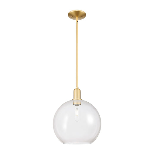 Innovations Athens 12in 1-Light Mini Pendant | Industrial Satin Gold Steel and Clear Glass | Kitchen Island & Dining Room | Model 716-1S-SG-G122-12