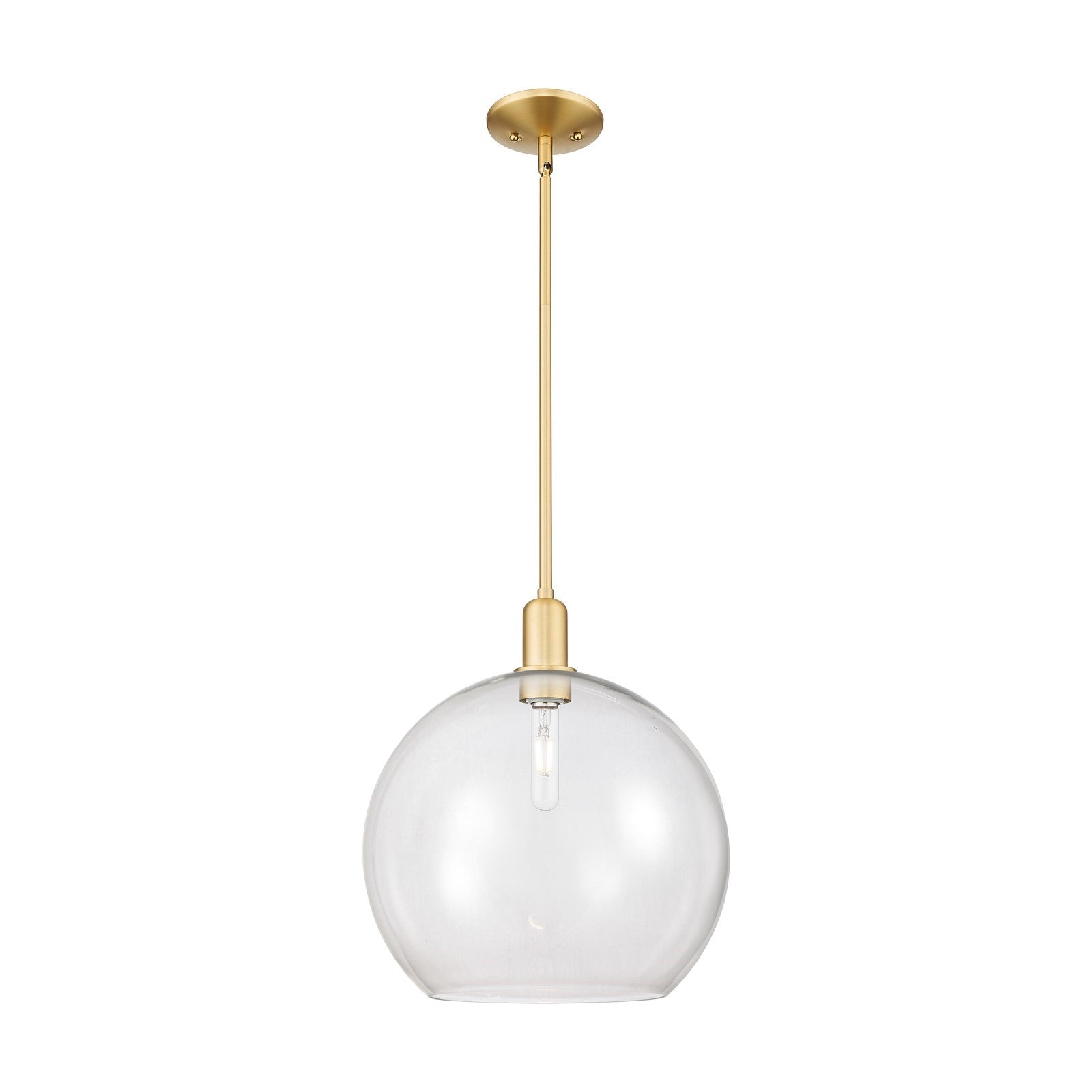 Innovations Athens 14in 1-Light Mini Pendant | Industrial Satin Gold Steel and Clear Glass | Kitchen Island & Dining Room | Model 716-1S-SG-G122-14