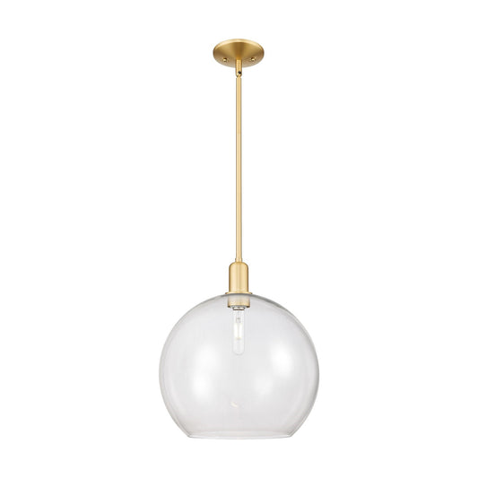 Innovations Athens 14in 1-Light Mini Pendant | Industrial Satin Gold Steel and Clear Glass | Kitchen Island & Dining Room | Model 716-1S-SG-G122-14
