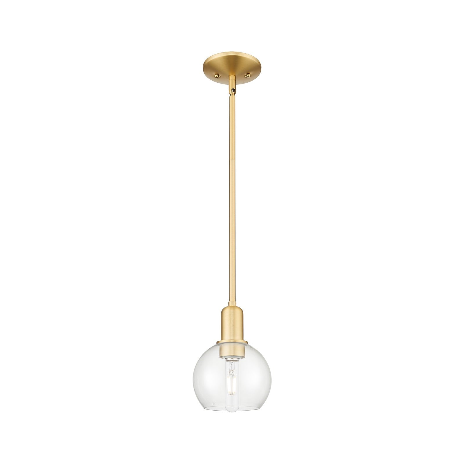 Innovations Athens 6in 1-Light Mini Pendant | Industrial Satin Gold Steel and Clear Glass | Kitchen Island & Dining Room | 5.88 x | Model 716-1S-SG-G122-6