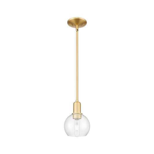 Innovations Athens 6in 1-Light Mini Pendant | Industrial Satin Gold Steel and Clear Glass | Kitchen Island & Dining Room | 5.88 x | Model 716-1S-SG-G122-6