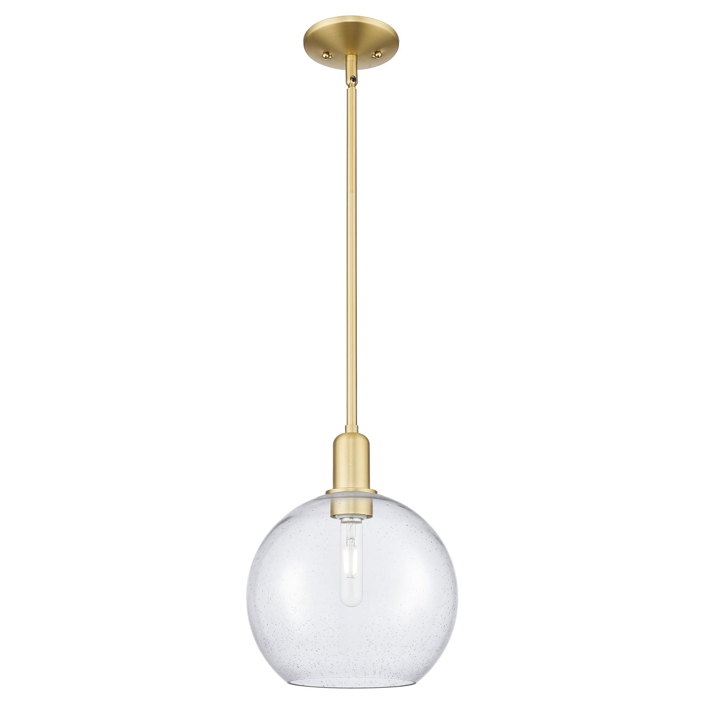 Innovations Athens 10in 1-Light Mini Pendant | Industrial Satin Gold Steel and Seedy Glass | Kitchen Island & Dining Room | Damp | Model 716-1S-SG-G124-10