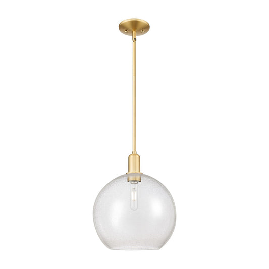 Innovations Athens 12in 1-Light Mini Pendant | Industrial Satin Gold Steel and Seedy Glass | Kitchen Island & Dining Room | Model 716-1S-SG-G124-12