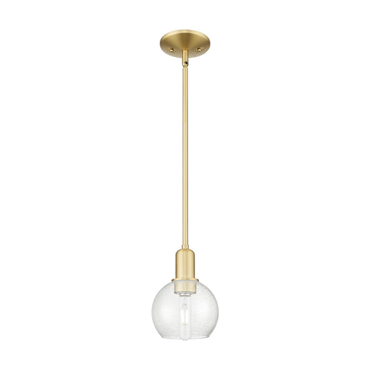 Innovations Athens 6in 1-Light Mini Pendant | Industrial Satin Gold Steel and Seedy Glass | Kitchen Island & Dining Room | 5.88 x | Model 716-1S-SG-G124-6