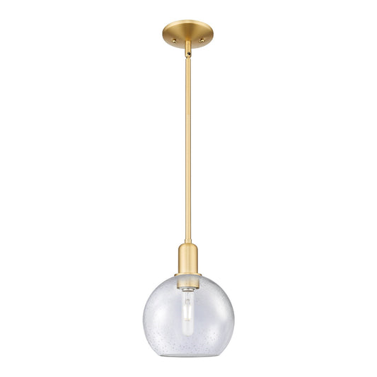 Innovations Athens 8in 1-Light Mini Pendant | Industrial Satin Gold Steel and Seedy Glass | Kitchen Island & Dining Room | 8 x 8 | Model 716-1S-SG-G124-8