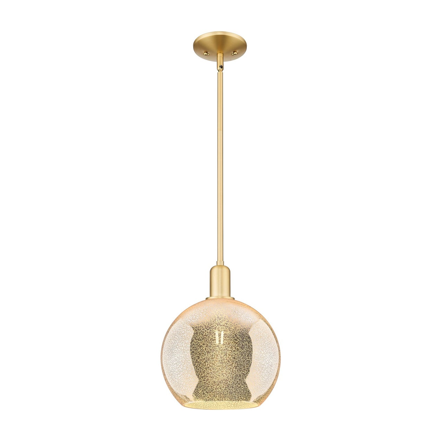 Innovations Athens 10in 1-Light Mini Pendant | Industrial Satin Gold Steel and Mercury Glass | Kitchen Island & Dining Room | Model 716-1S-SG-G128-10