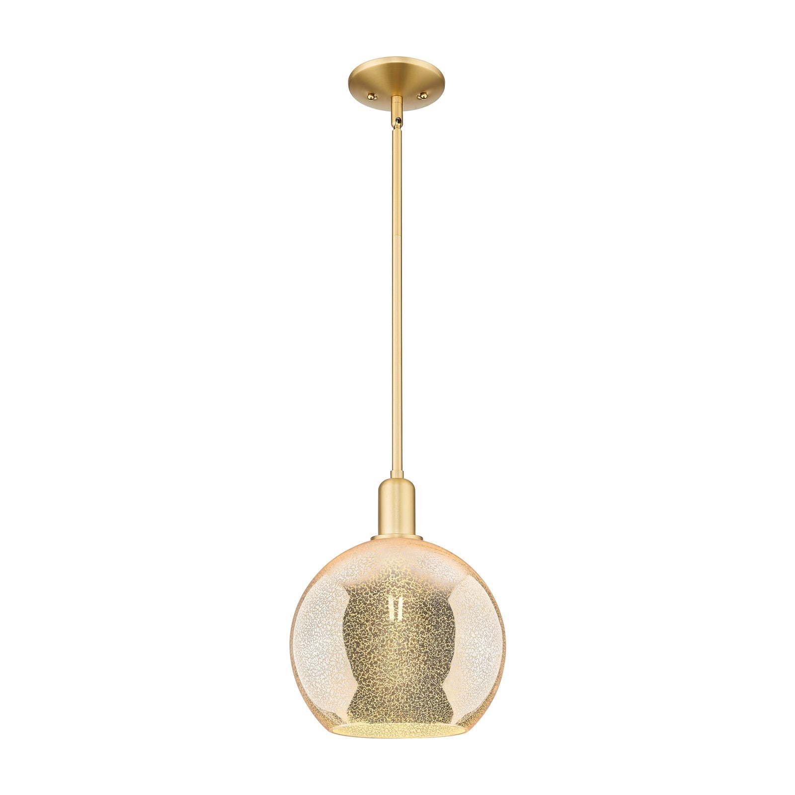 Innovations Athens 10in 1-Light Mini Pendant | Industrial Satin Gold Steel and Mercury Glass | Kitchen Island & Dining Room | Model 716-1S-SG-G128-10