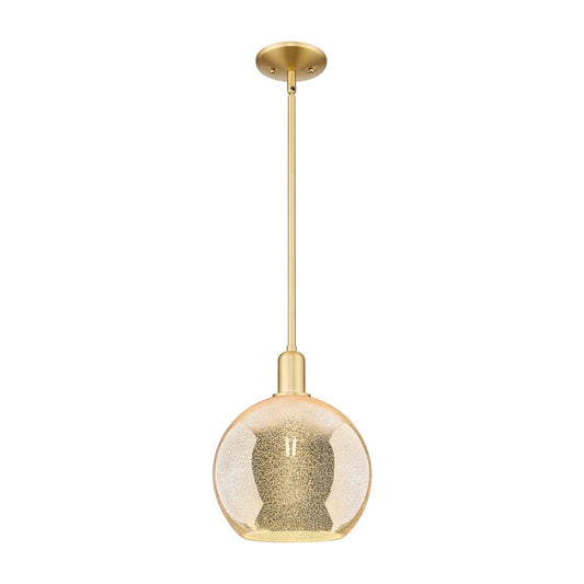 Innovations Athens 10in 1-Light Mini Pendant | Industrial Satin Gold Steel and Mercury Glass | Kitchen Island & Dining Room | Model 716-1S-SG-G128-10