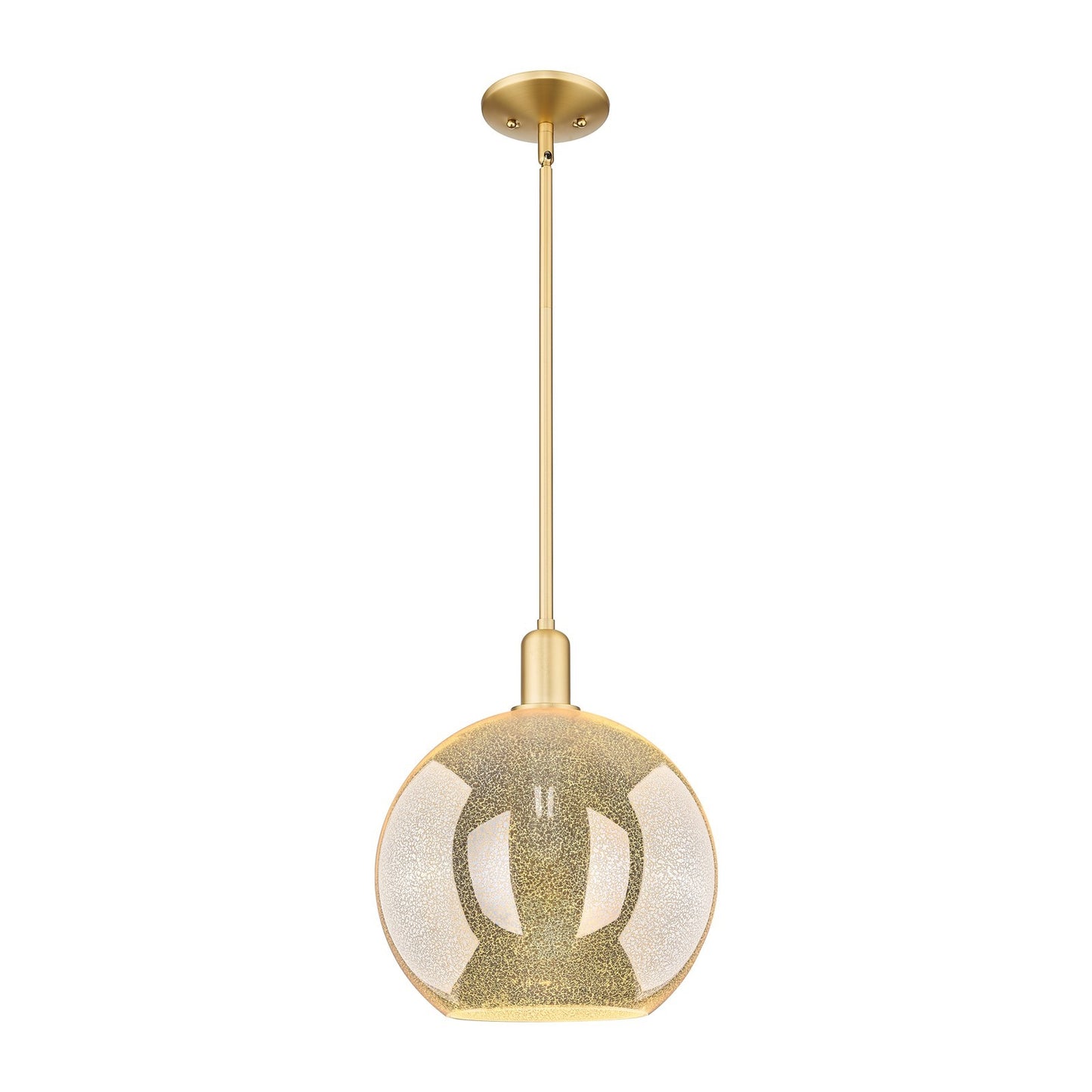 Innovations Athens 12in 1-Light Mini Pendant | Industrial Satin Gold Steel and Mercury Glass | Kitchen Island & Dining Room | Model 716-1S-SG-G128-12