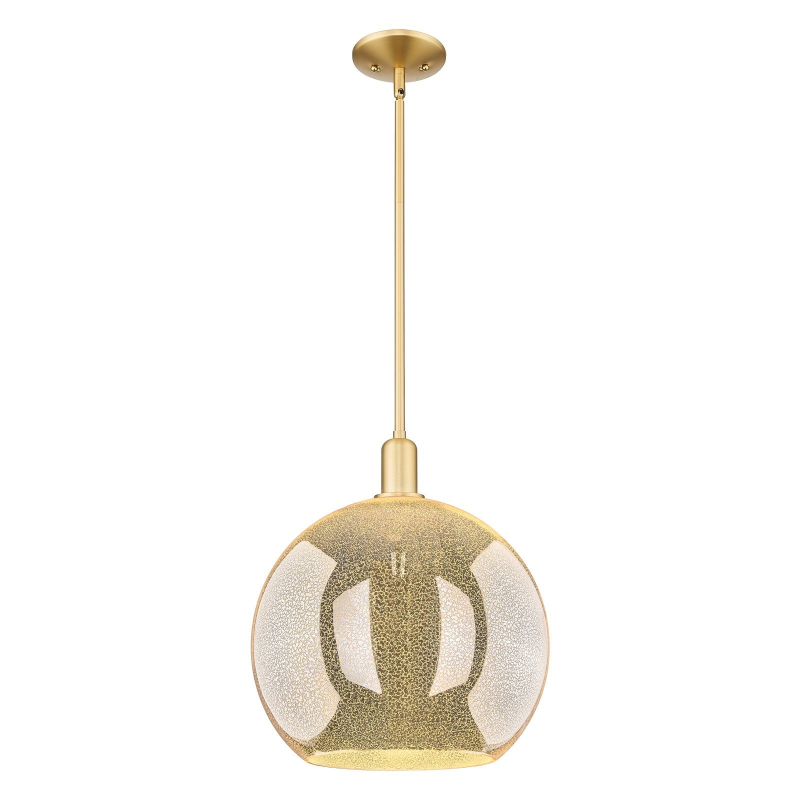 Innovations Athens 14in 1-Light Mini Pendant | Industrial Satin Gold Steel and Mercury Glass | Kitchen Island & Dining Room | Model 716-1S-SG-G128-14