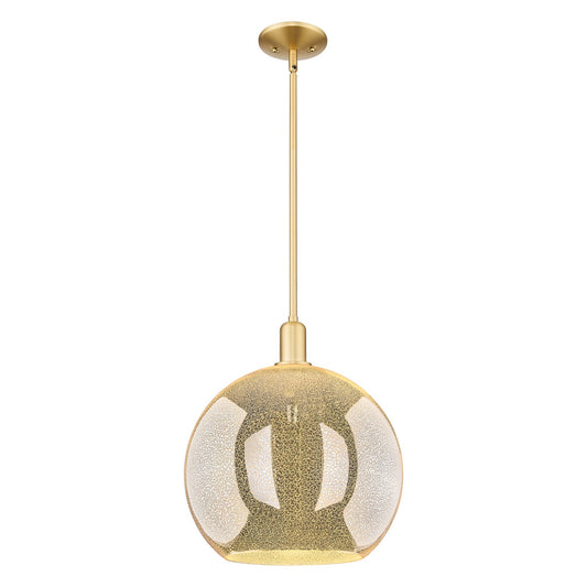 Innovations Athens 14in 1-Light Mini Pendant | Industrial Satin Gold Steel and Mercury Glass | Kitchen Island & Dining Room | Model 716-1S-SG-G128-14