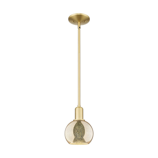 Innovations Athens 6in 1-Light Mini Pendant | Industrial Satin Gold Steel and Mercury Glass | Kitchen Island & Dining Room | 5.88 | Model 716-1S-SG-G128-6