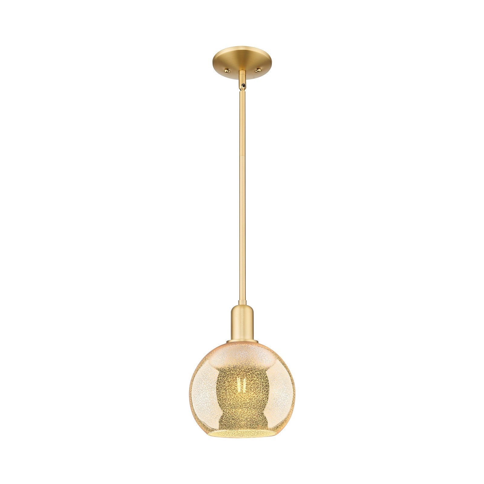 Innovations Athens 8in 1-Light Mini Pendant | Industrial Satin Gold Steel and Mercury Glass | Kitchen Island & Dining Room | 8 x | Model 716-1S-SG-G128-8