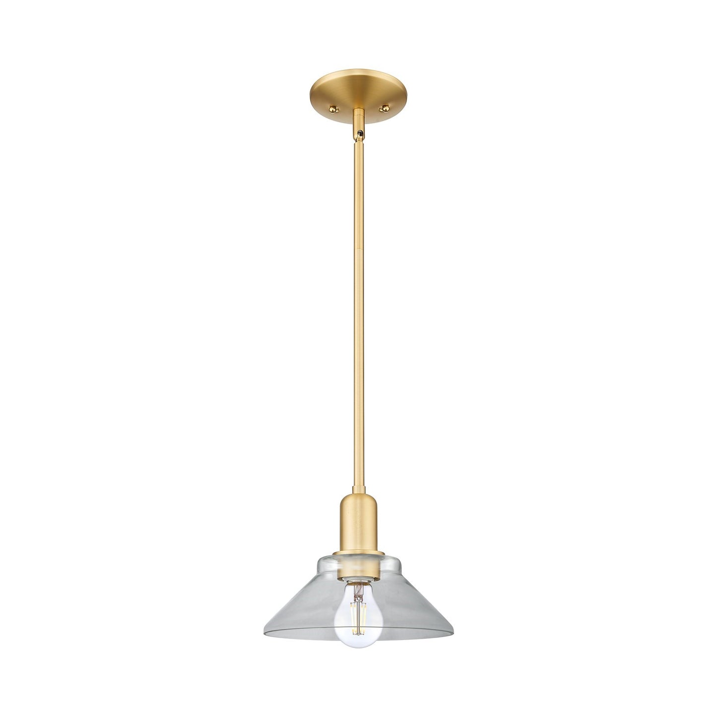 Innovations Orwell 8in 1-Light Mini Pendant | Industrial Satin Gold Steel and Clear Glass | Kitchen Island & Dining Room | 8.38 x | Model 716-1S-SG-G132