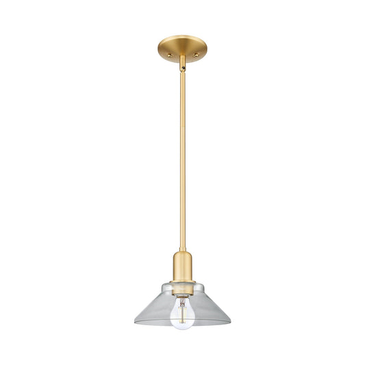 Innovations Orwell 8in 1-Light Mini Pendant | Industrial Satin Gold Steel and Clear Glass | Kitchen Island & Dining Room | 8.38 x | Model 716-1S-SG-G132