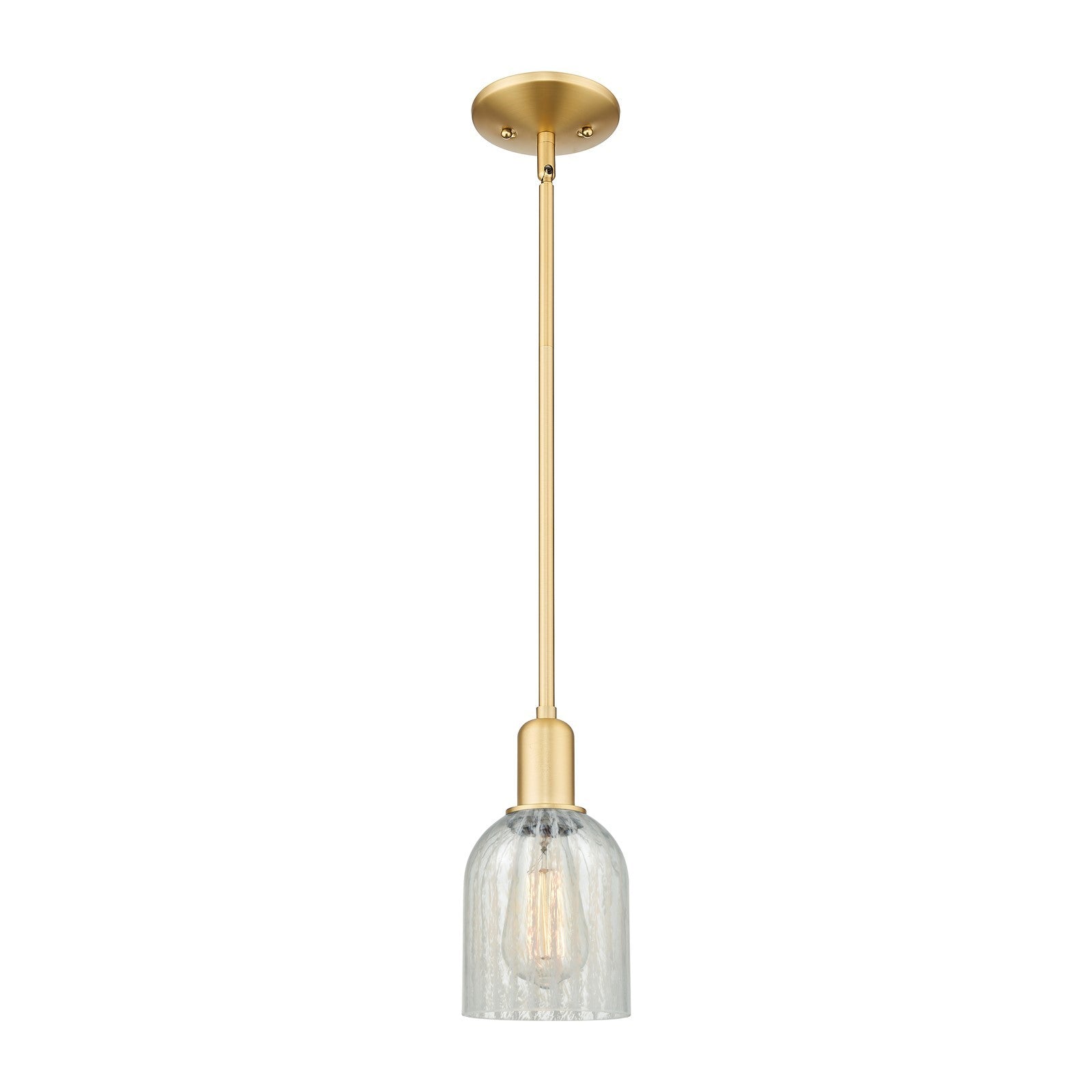 Innovations Caledonia 5in 1-Light Mini Pendant | Industrial Satin Gold Steel and Mouchette Glass | Kitchen Island & Dining Room | Model 716-1S-SG-G2511