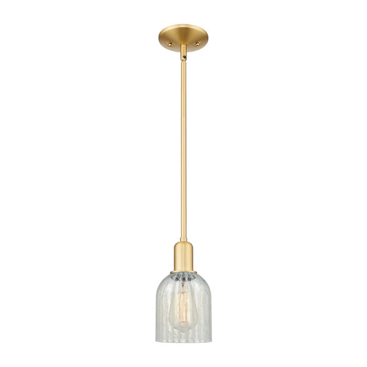 Innovations Caledonia 5in 1-Light Mini Pendant | Industrial Satin Gold Steel and Mouchette Glass | Kitchen Island & Dining Room | Model 716-1S-SG-G2511
