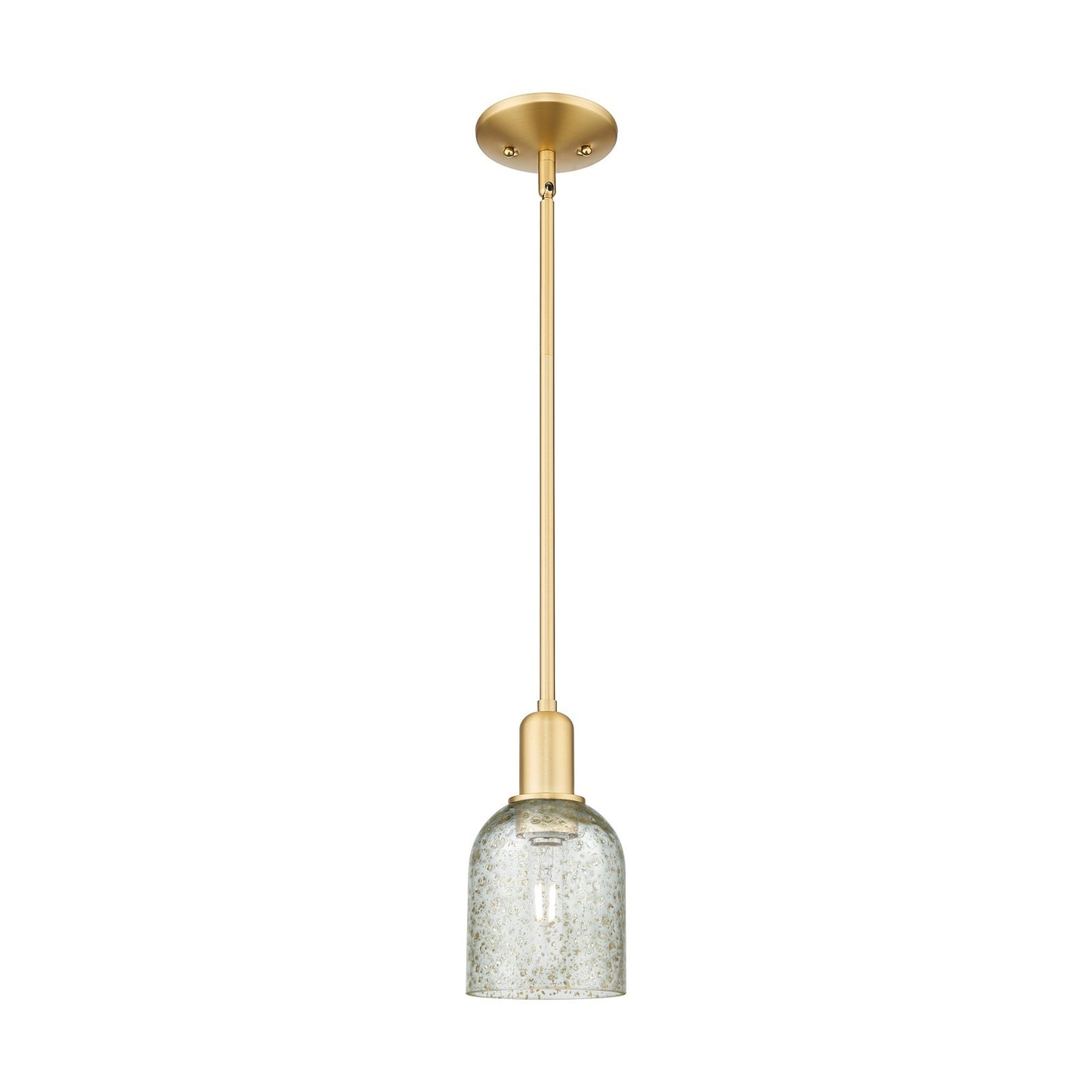 Innovations Caledonia 5in 1-Light Mini Pendant | Industrial Satin Gold Steel and Mica Glass | Kitchen Island & Dining Room | 5 x 5 | Model 716-1S-SG-G259