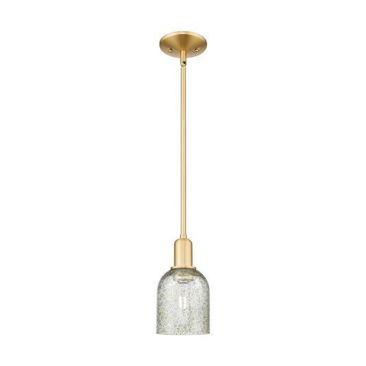 Innovations Caledonia 5in 1-Light Mini Pendant | Industrial Satin Gold Steel and Mica Glass | Kitchen Island & Dining Room | 5 x 5 | Model 716-1S-SG-G259