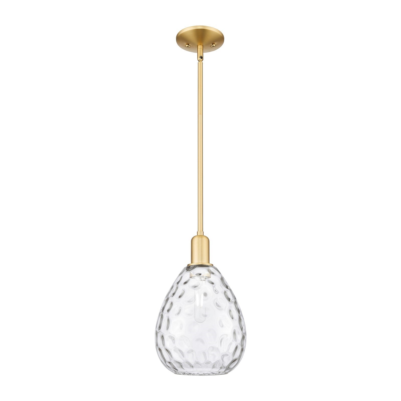 Innovations Waverly 8in 1-Light Mini Pendant | Industrial Satin Gold Steel and Clear Glass | Kitchen Island & Dining Room | 8 x 8 x | Model 716-1S-SG-G372