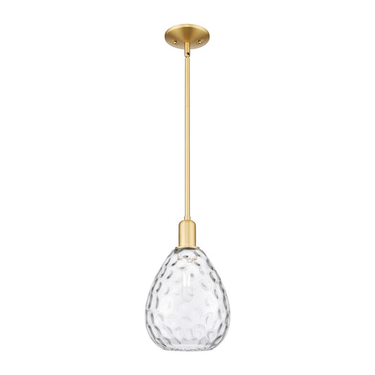 Innovations Waverly 8in 1-Light Mini Pendant | Industrial Satin Gold Steel and Clear Glass | Kitchen Island & Dining Room | 8 x 8 x | Model 716-1S-SG-G372
