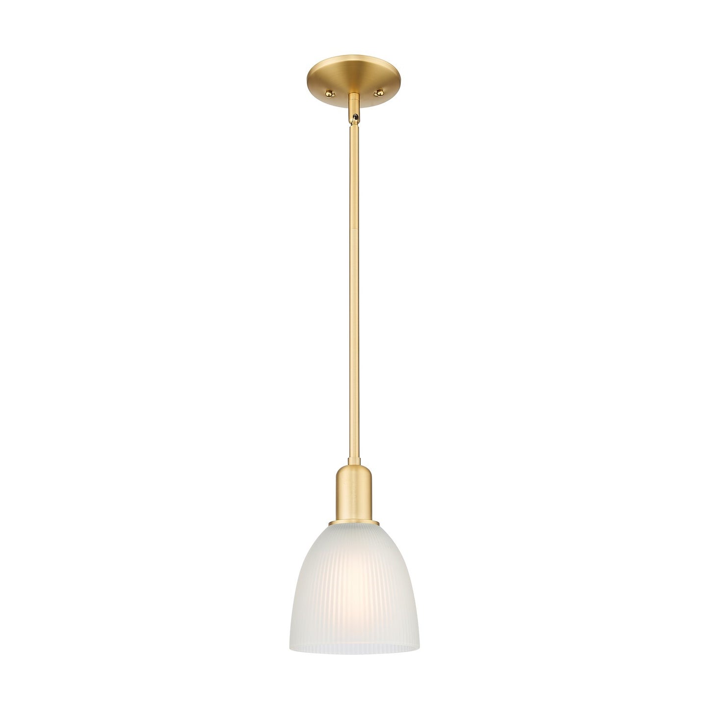 Innovations Castile 6in 1-Light Mini Pendant | Satin Gold Steel and White Glass | Kitchen Island & Dining Room | 6 x 6 x | Model 716-1S-SG-G381