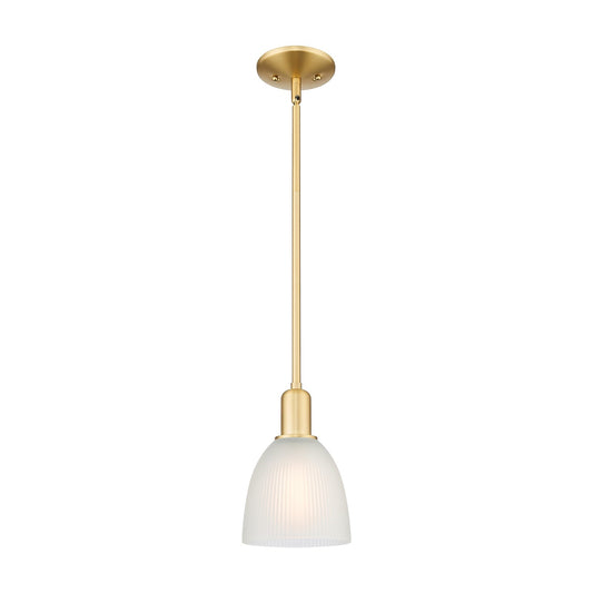 Innovations Castile 6in 1-Light Mini Pendant | Satin Gold Steel and White Glass | Kitchen Island & Dining Room | 6 x 6 x | Model 716-1S-SG-G381