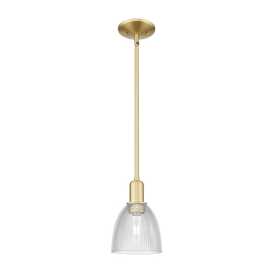 Innovations Castile 6in 1-Light Mini Pendant | Industrial Satin Gold Steel and Clear Glass | Kitchen Island & Dining Room | 6 x 6 x | Model 716-1S-SG-G382