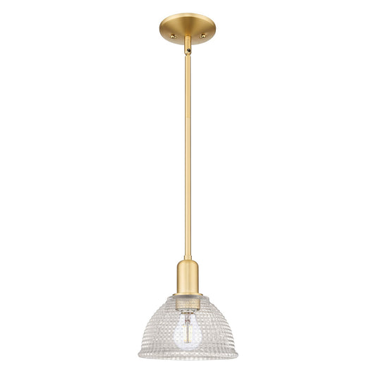 Innovations Arietta 8in 1-Light Mini Pendant | Industrial Satin Gold Steel and Clear Glass | Kitchen Island & Dining Room | 8 x 8 x | Model 716-1S-SG-G422