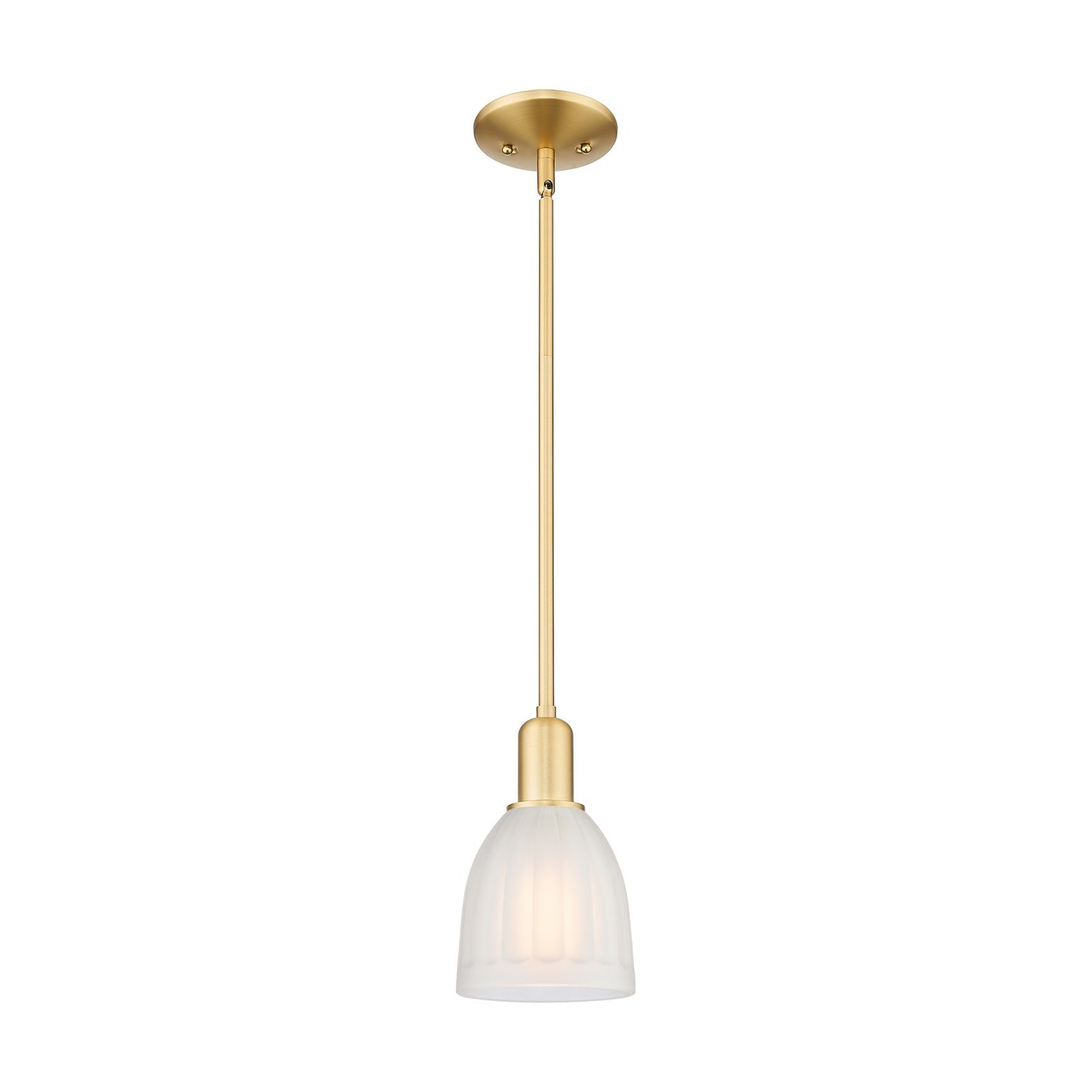 Innovations Brookfield 1-Light Mini Pendant | Industrial Satin Gold Steel and White Frosted Glass | Kitchen Island & Dining Room | Model 716-1S-SG-G441