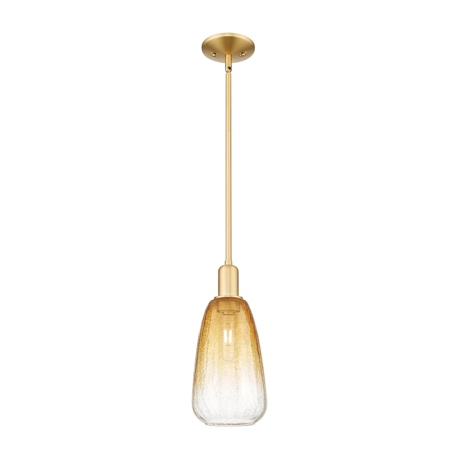 Innovations Brookhaven Almond 6in 1-Light Mini Pendant | Industrial Satin Gold Steel and Amber Glass | Kitchen Island & Dining | Model 716-1S-SG-G480-6AM