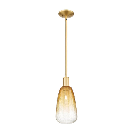 Innovations Brookhaven Almond 6in 1-Light Mini Pendant | Industrial Satin Gold Steel and Amber Glass | Kitchen Island & Dining | Model 716-1S-SG-G480-6AM