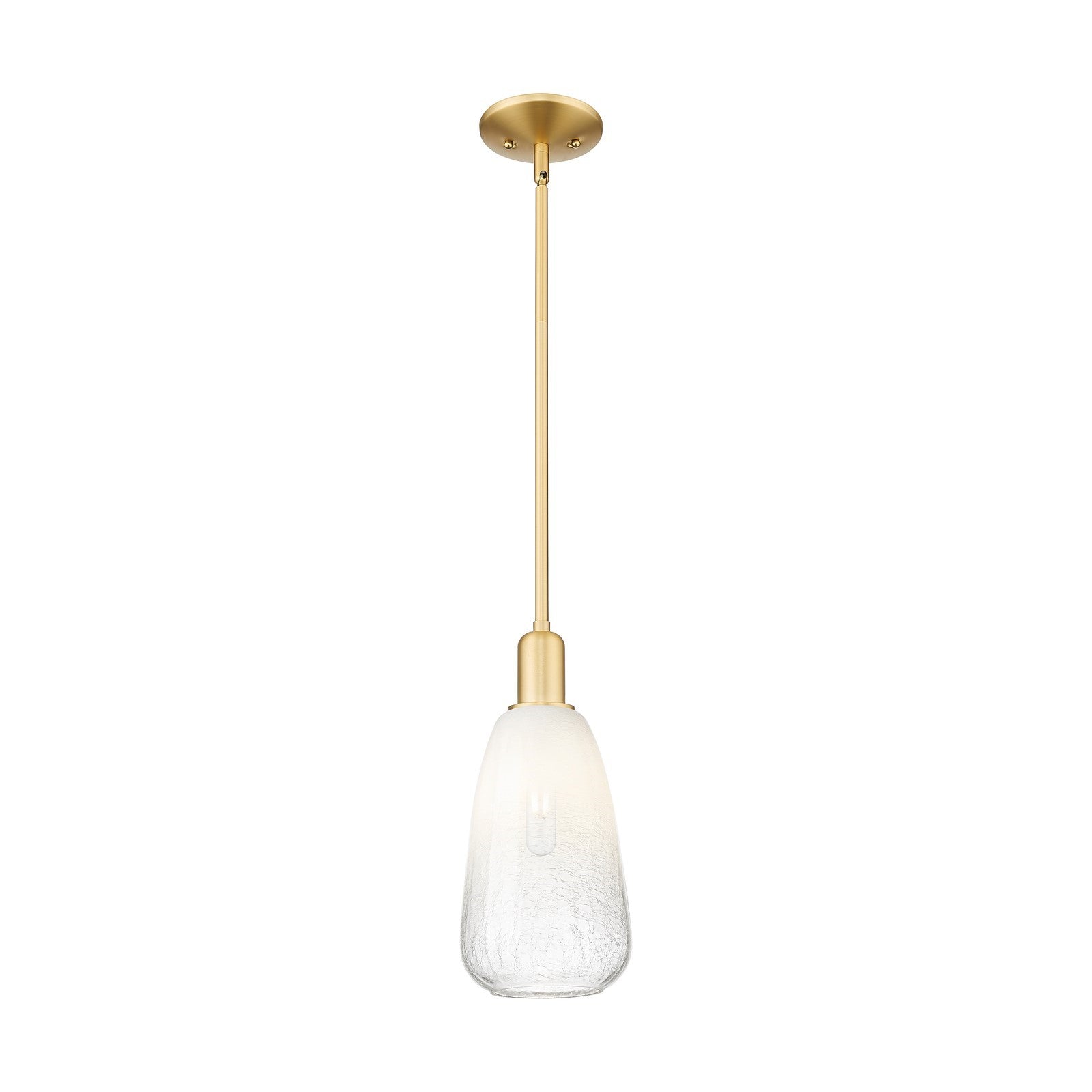 Innovations Brookhaven Almond 6in 1-Light Mini Pendant | Industrial Satin Gold Steel and Opal Glass | Kitchen Island & Dining | Model 716-1S-SG-G480-6OP