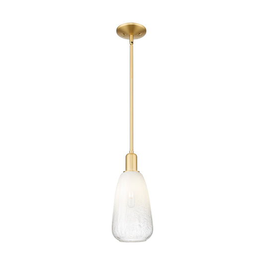 Innovations Brookhaven Almond 6in 1-Light Mini Pendant | Industrial Satin Gold Steel and Opal Glass | Kitchen Island & Dining | Model 716-1S-SG-G480-6OP