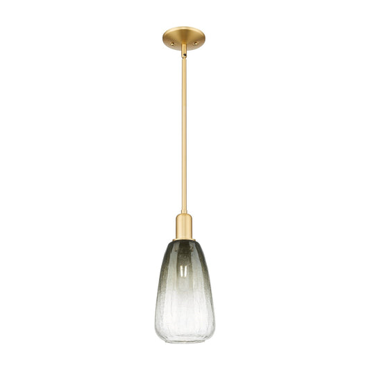 Innovations Brookhaven Almond 6in 1-Light Mini Pendant | Industrial Satin Gold Steel and Slate Glass | Kitchen Island & Dining | Model 716-1S-SG-G480-6SL