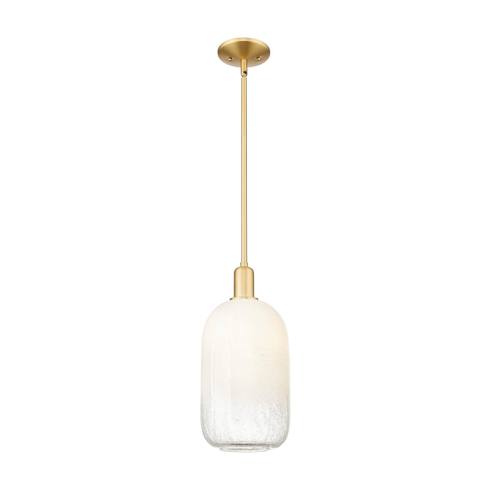 Innovations Brookhaven Cloche 7in 1-Light Mini Pendant | Industrial Satin Gold Steel and Opal Glass | Kitchen Island & Dining | Model 716-1S-SG-G482-7OP
