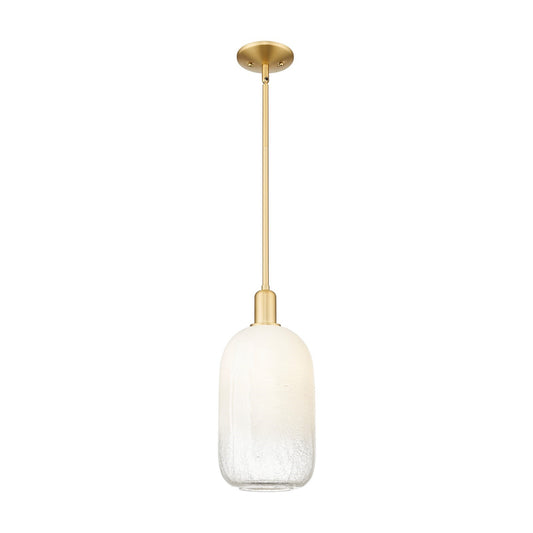 Innovations Brookhaven Cloche 7in 1-Light Mini Pendant | Industrial Satin Gold Steel and Opal Glass | Kitchen Island & Dining | Model 716-1S-SG-G482-7OP