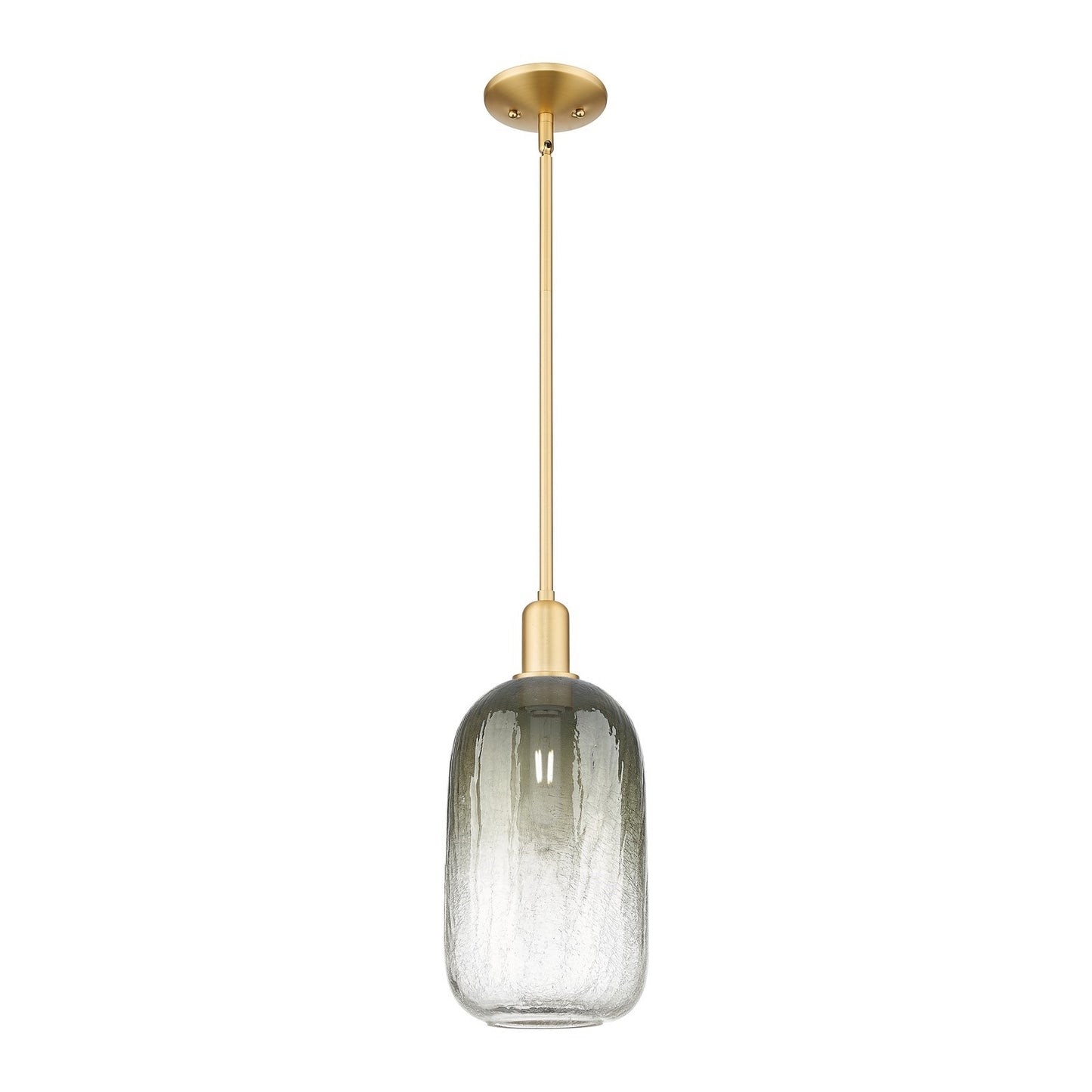 Innovations Brookhaven Cloche 7in 1-Light Mini Pendant | Industrial Satin Gold Steel and Slate Glass | Kitchen Island & Dining | Model 716-1S-SG-G482-7SL