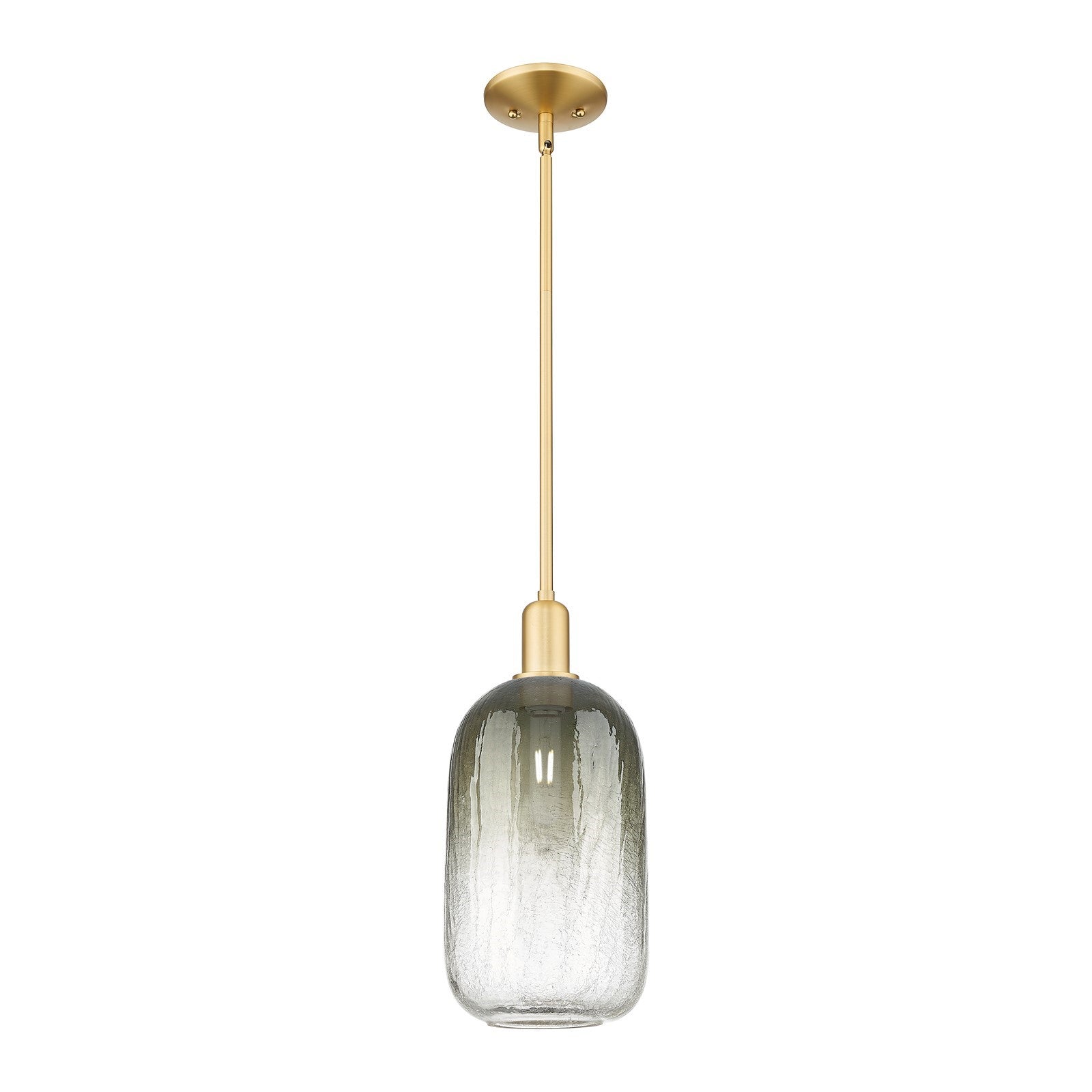 Innovations Brookhaven Cloche 7in 1-Light Mini Pendant | Industrial Satin Gold Steel and Slate Glass | Kitchen Island & Dining | Model 716-1S-SG-G482-7SL