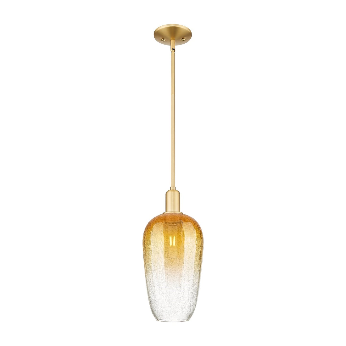Innovations Brookhaven Flute 7in 1-Light Mini Pendant | Industrial Satin Gold Steel and Amber Glass | Kitchen Island & Dining | Model 716-1S-SG-G484-7AM