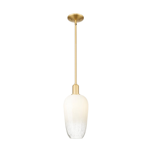 Innovations Brookhaven Flute 7in 1-Light Mini Pendant | Industrial Satin Gold Steel and Opal Glass | Kitchen Island & Dining | Model 716-1S-SG-G484-7OP