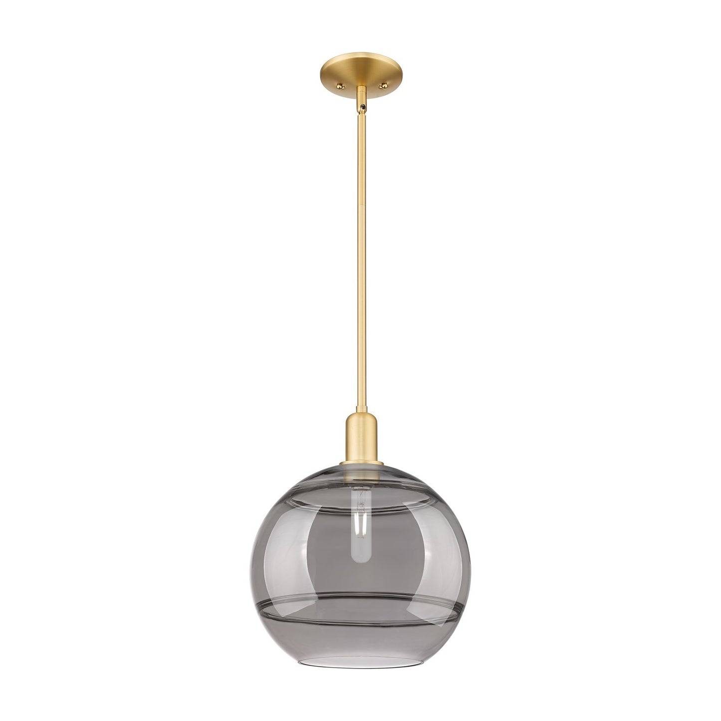 Innovations Rochester 12in 1-Light Mini Pendant | Industrial Satin Gold Steel and Light Smoke Glass | Kitchen Island & Dining | Model 716-1S-SG-G556-12SM
