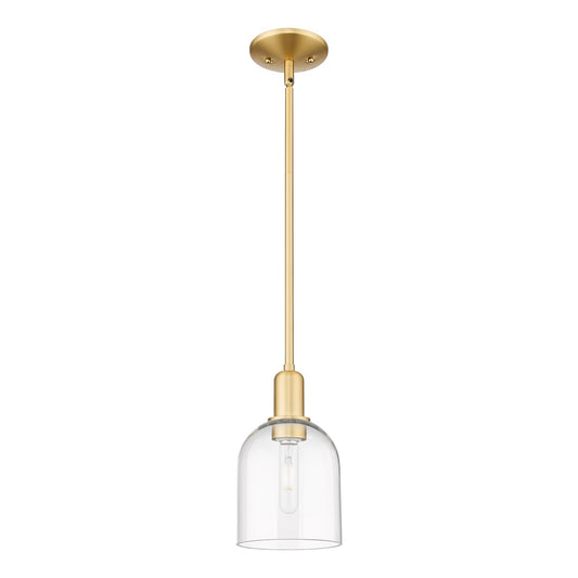 Innovations Bella 6in 1-Light Mini Pendant | Industrial Satin Gold Steel and Clear Glass | Kitchen Island & Dining Room | Damp | Model 716-1S-SG-G558-6CL