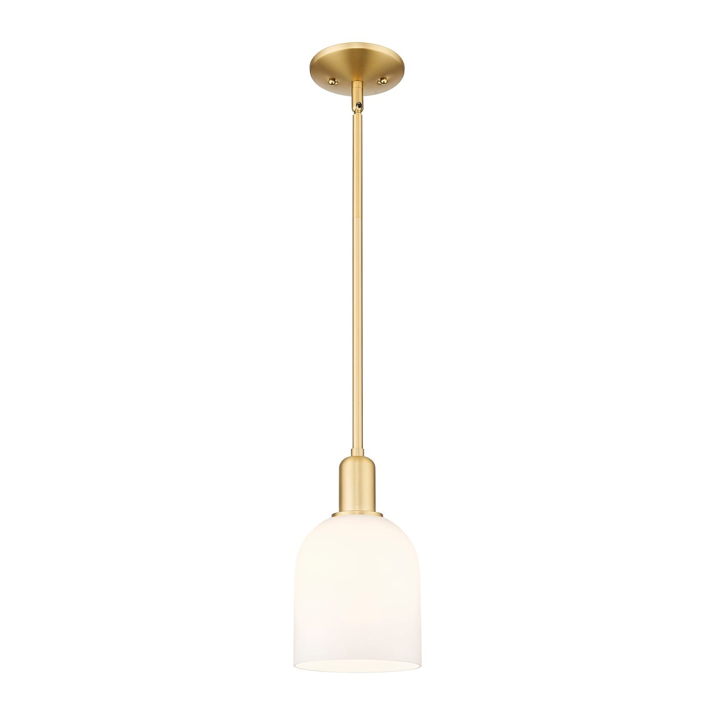 Innovations Bella 6in 1-Light Mini Pendant | Industrial Satin Gold Steel and White Glass | Kitchen Island & Dining Room | 5.5 | Model 716-1S-SG-G558-6GWH