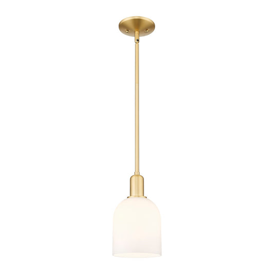 Innovations Bella 6in 1-Light Mini Pendant | Industrial Satin Gold Steel and White Glass | Kitchen Island & Dining Room | 5.5 | Model 716-1S-SG-G558-6GWH