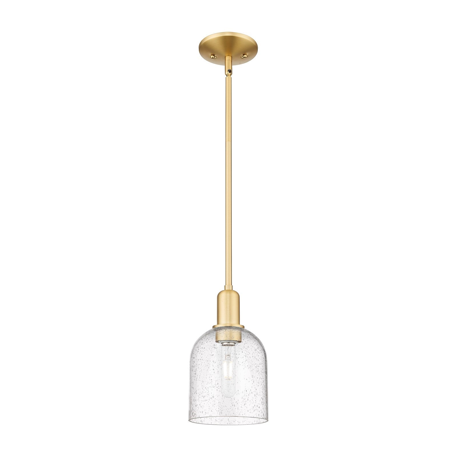 Innovations Bella 6in 1-Light Mini Pendant | Industrial Satin Gold Steel and Seedy Glass | Kitchen Island & Dining Room | 5.5 | Model 716-1S-SG-G558-6SDY