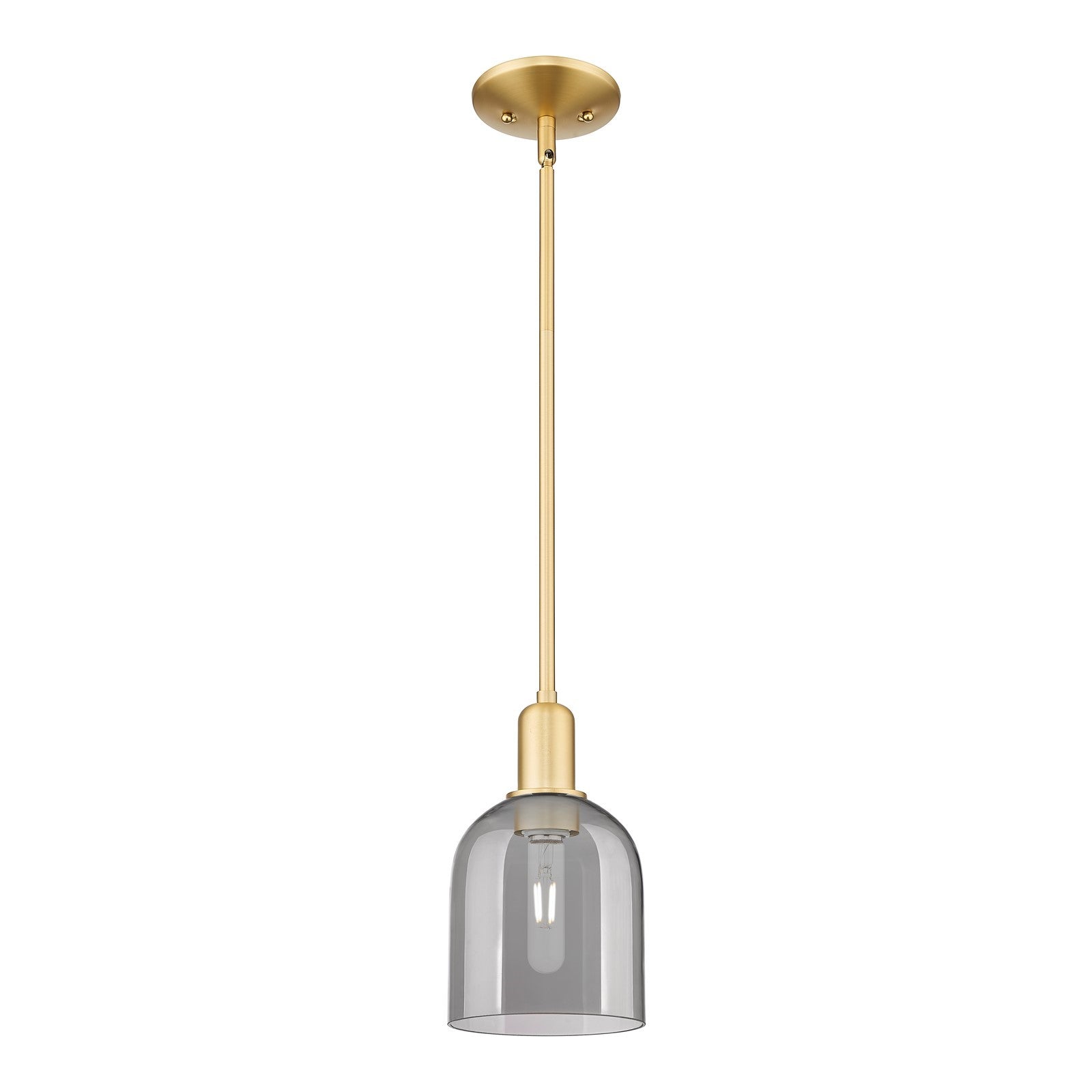 Innovations Bella 6in 1-Light Mini Pendant | Industrial Satin Gold Steel and Light Smoke Glass | Kitchen Island & Dining Room | Model 716-1S-SG-G558-6SM